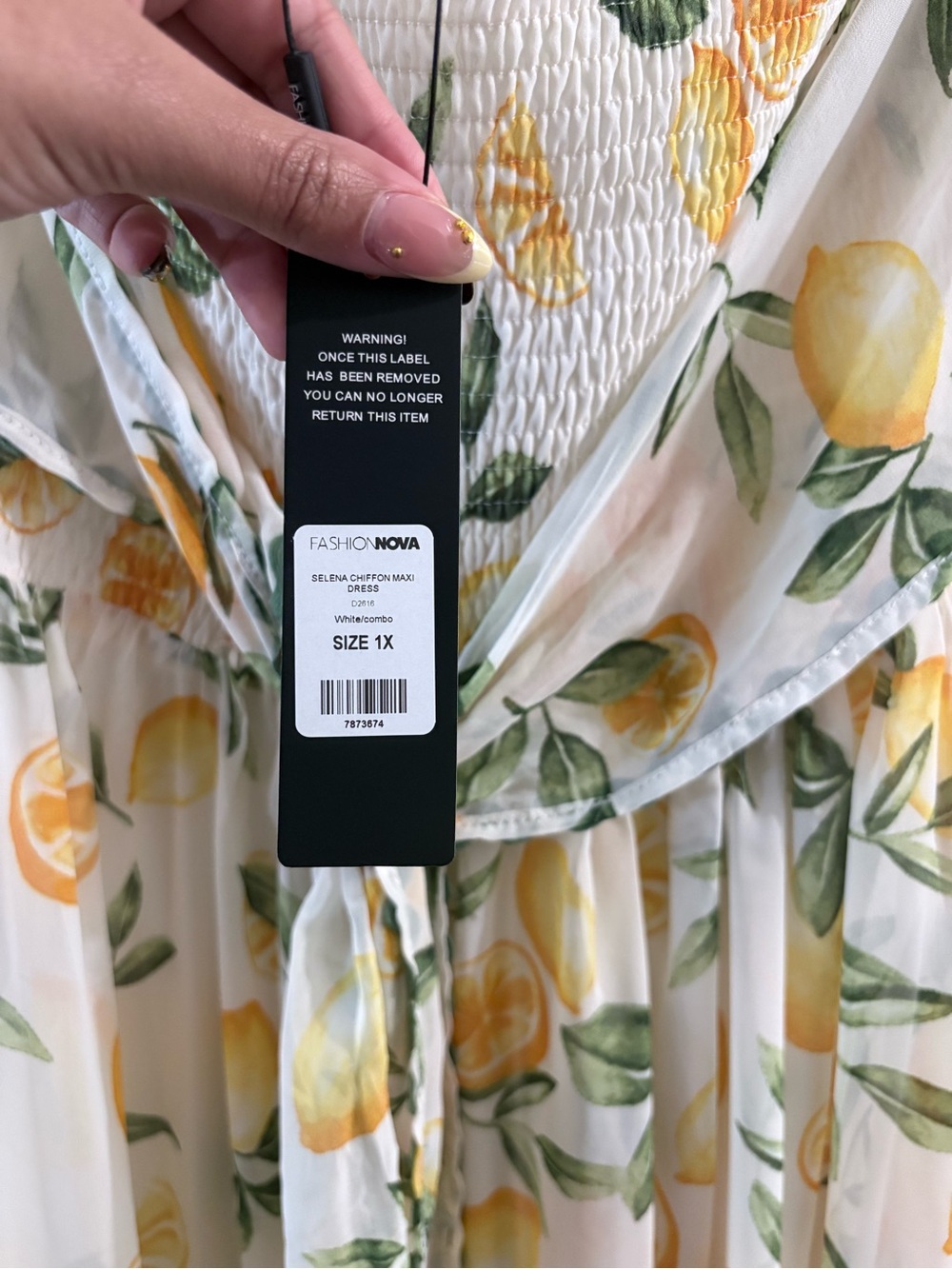 Fashion Nova White Lemon Print Strapless Maxi Dress - Picture 4 of 6